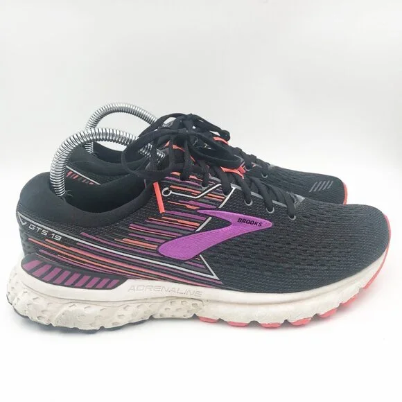 BROOKS Adrenaline 19 Black Purple Athletic Running Sneaker Trainer Shoe Size 9.5 - Picture 3 of 9